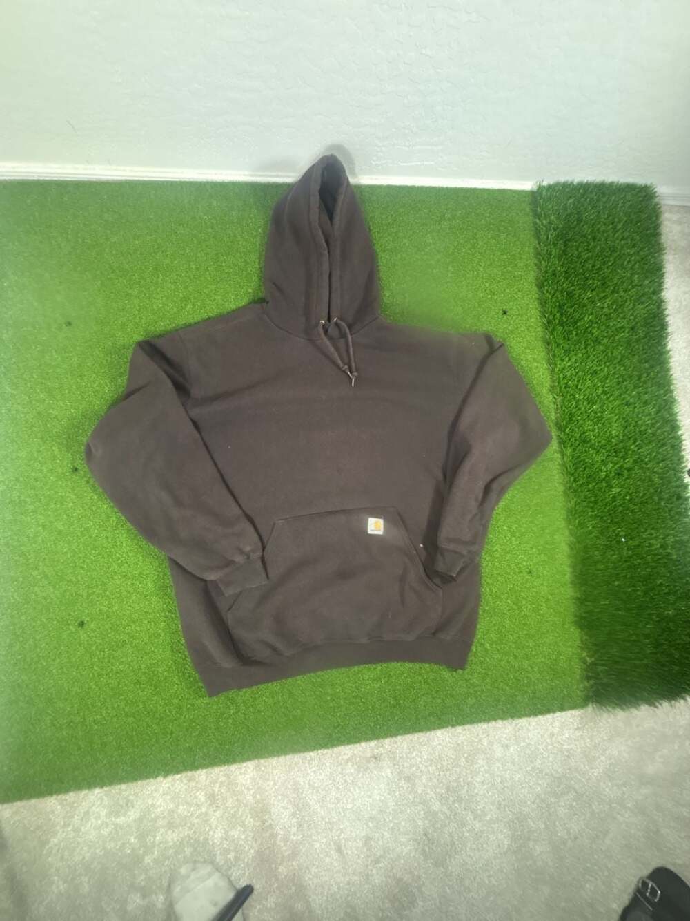 Carhartt K121 DKB Hooded Sweatshirt Size XL Brown Fleece Pullover
